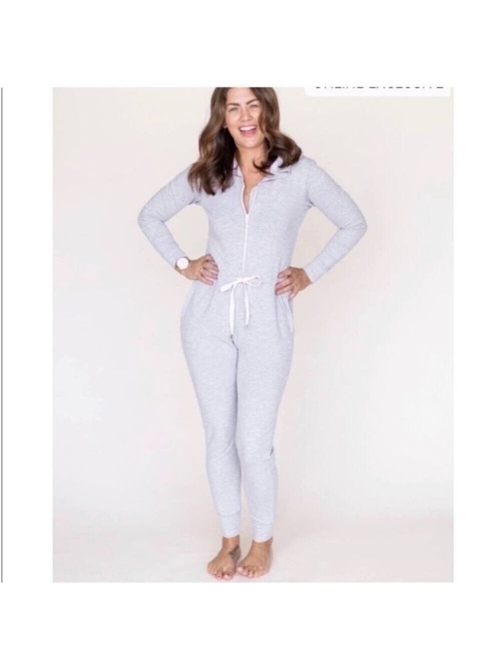 Smash & Tess x Jillian Harris The Harris Hoodie Romper Jumpsuit Grey Sz Medium